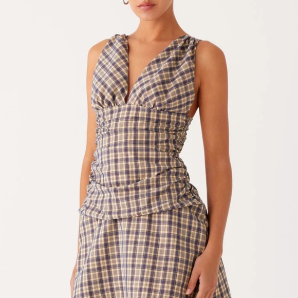 Peppermayo Dresses & Skirts - Tablo Drop Waist Mini Dress - Check Print